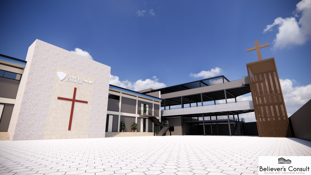 Love Economy Church two-storey steel-framed extension building Ghana
